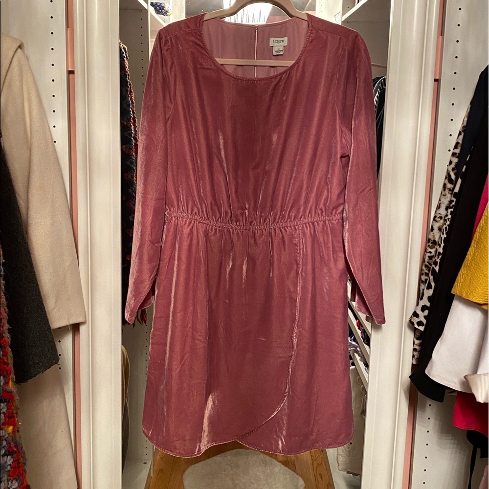 Pink Velvet Faux Wrap Dress from J. Crew